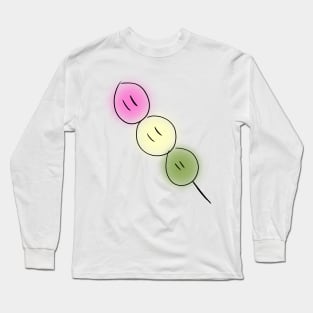 Big Dango family sweet Japanese mochi on pale blue background Long Sleeve T-Shirt